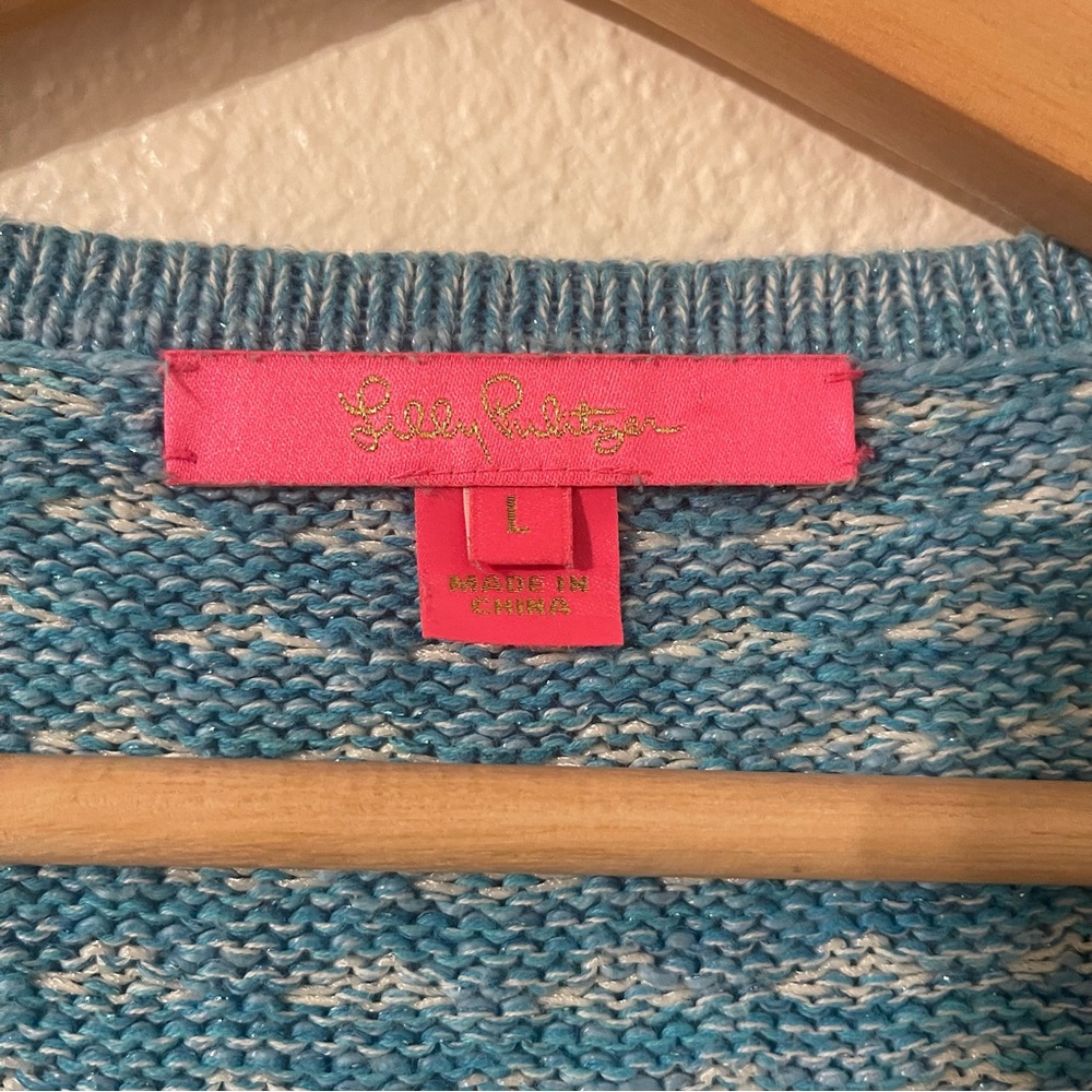 Lilly Pulitzer Blue and White Knit Sweater Size Large - Picture 2 of 12